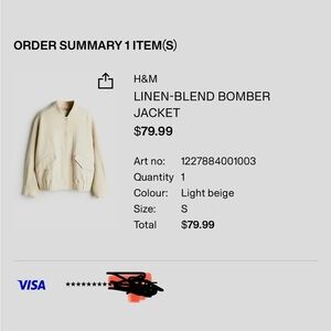 H&M Beige Linen-Blend Bomber Jacket